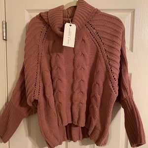 Moon & Madison cowl neck sweater. Size Medium, Color: Blush.
